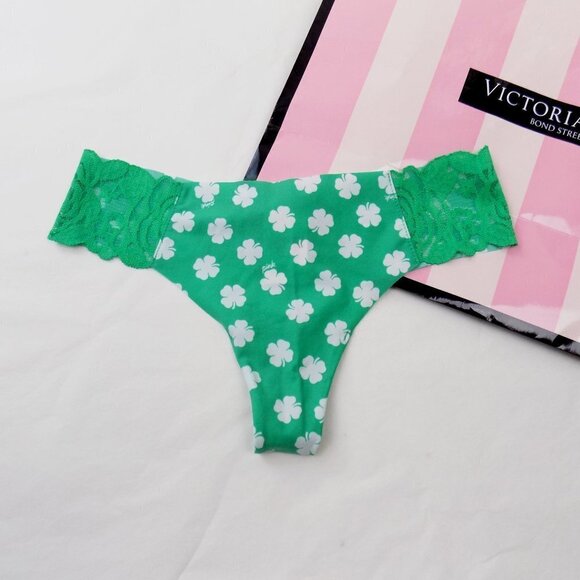 NWT Victorias secret PINK st patty's day clovers no show thong seamless - Picture 3 of 4
